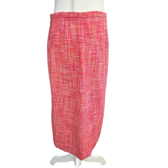 Talbots Pure Silk Skirt Sze 14 Heather Pink Tweed A Line Lined Back Zip and Slit - Picture 3 of 10